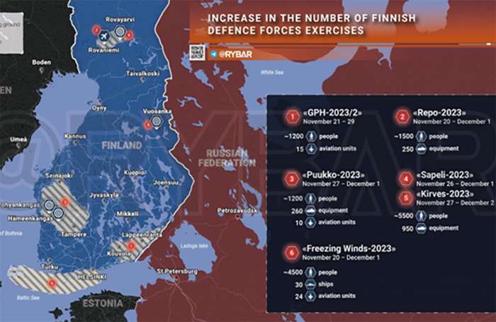 Sobre la creciente actividad de las Fuerzas Armadas finlandesas cerca de las fronteras rusas